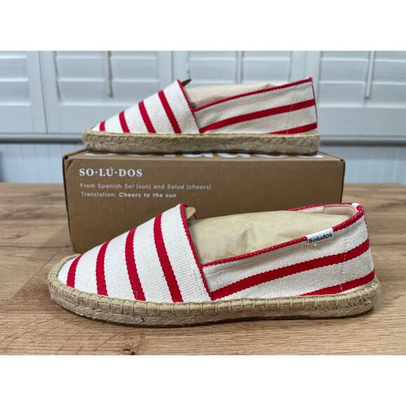 Soludos Womens The Original Espadrille Red Striped Beach Slip Ons Size 7/7.5 NIB - Picture 4 of 15